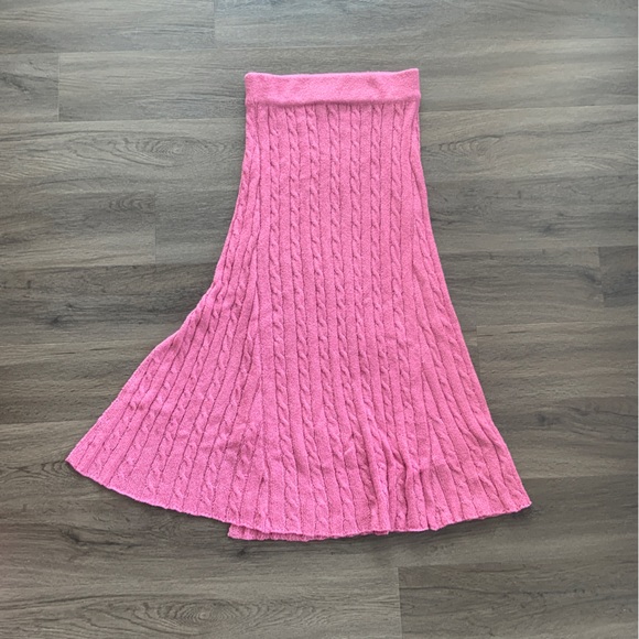 Anthropologie Cable Knit Pink Midi Skirt - Picture 2 of 3